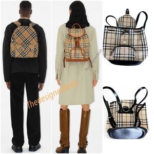 Auth Burberry Mini Leather Belt Strap Backpack Bag